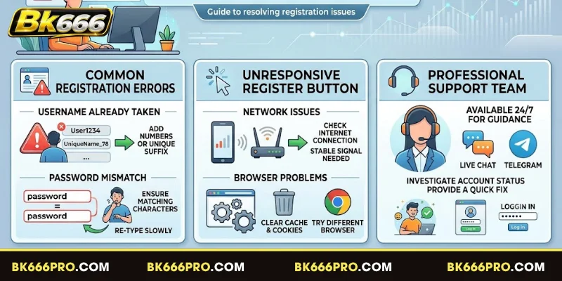 Errors and how to quickly resolve issues when registering for BK666